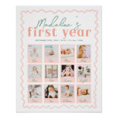 Wild One Wildflower 1e Verjaardag Fotocollage Perfect Poster (Voorkant)