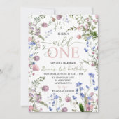 Wild One Wildflower 1st Birthday Invite Kaart (Voorkant)
