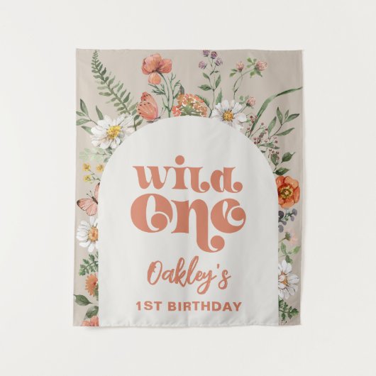 Wild One Wildflower Achtergrond Wandkleed (Voorkant)