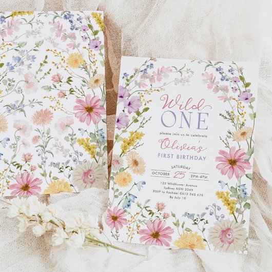 Wild One: Wildflower Eerste 1e Verjaardag Kaart