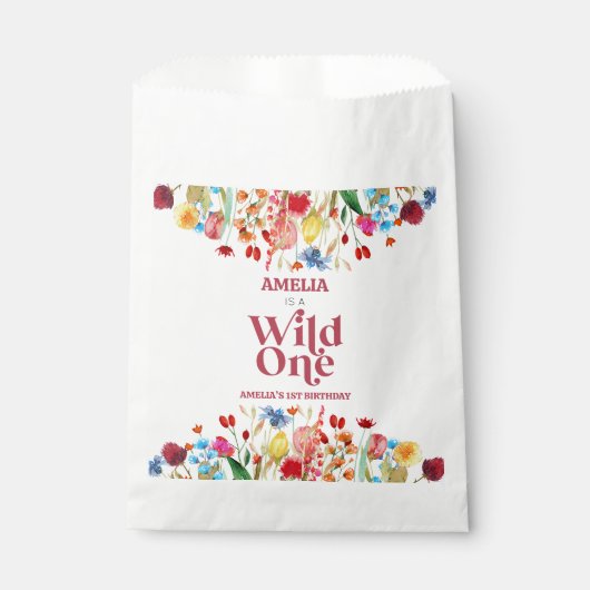 Wild One Wildflower Eerste 1e Verjaardagsfeest Bedankzakje (Voorkant)