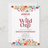 Wild One Wildflower Eerste 1e Verjaardagsfeest Kaart (Voorkant)