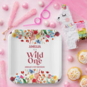 Wild One Wildflower Eerste 1e Verjaardagsfeest Papieren Bordje (Feest)