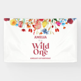 Wild One Wildflower Eerste 1e Verjaardagsfeest Spandoek