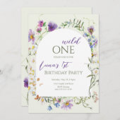 Wild One Wildflower eerste verjaardag Kaart (Voorkant / Achterkant)