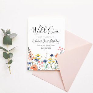 Wild One Wildflower eerste verjaardag Kaart