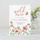 Wild One Wildflower eerste verjaardag Kaart (Staand voorkant)