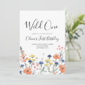 Wild One Wildflower eerste verjaardag Kaart (Staand voorkant)
