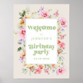 Wild One Wildflower Girl Verjaardagsfeestje Welkom Poster (Voorkant)