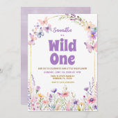 Wild One Wildflower Vlinders 1e Verjaardag Kaart (Voorkant / Achterkant)