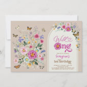 Wild One Wildflower Vlinders 1e Verjaardag Kaart (Voorkant)