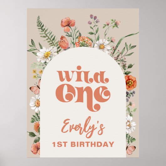 Wild One Wildflower Welkom Poster (Voorkant)