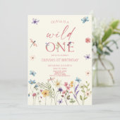 Wild One Wildflower Wild Flower 1st Birthday Party Kaart (Staand voorkant)