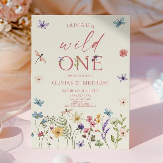 Wild One Wildflower Wild Flower 1st Birthday Party Kaart