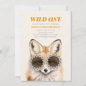 Wild One Wildflower Zonnebril Fox Verjaardagsfeest Kaart (Voorkant)