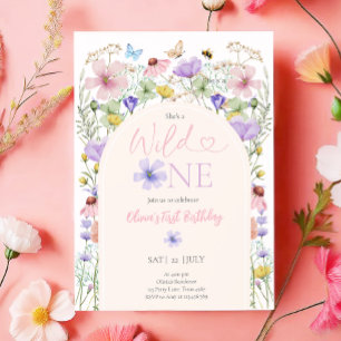 Wild One Wildflowers Floral Girl Eerste Verjaardag Kaart