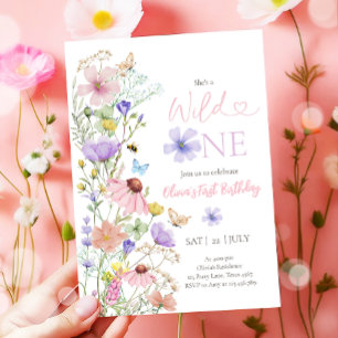 Wild One Wildflowers Floral Girl Eerste Verjaardag Kaart