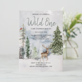 Wild One Winter Woodland Deer Eerste Verjaardag Kaart (Staand voorkant)