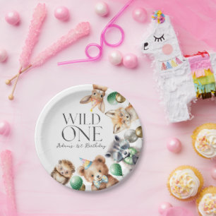 Wild One Woodland 1st Birthday Papieren Bordje