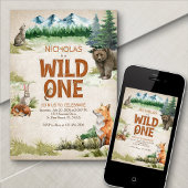 Wild One Woodland Animal 1e verjaardag Kaart