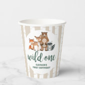 Wild One Woodland Animal Birch Tree First Birthday Papieren Bekers (Voorkant)