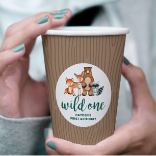 Wild One Woodland Animal Birch Tree First Birthday Papieren Bekers