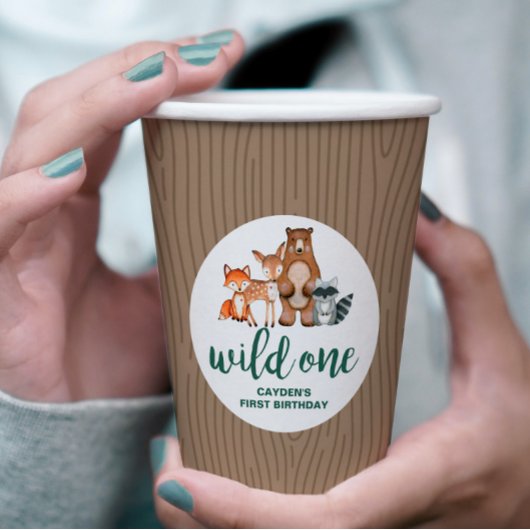 Wild One Woodland Animal Birch Tree First Birthday Papieren Bekers
