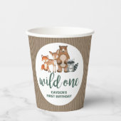 Wild One Woodland Animal Birch Tree First Birthday Papieren Bekers (Voorkant)