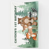 Wild One Woodland Animal First Birthday Banner (Verticaal)
