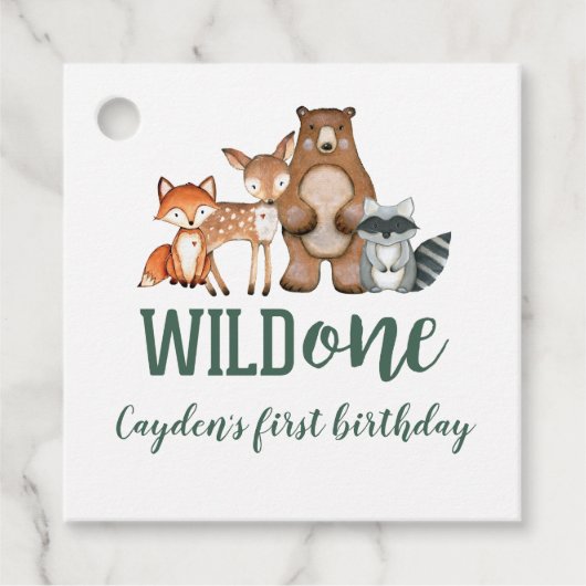 Wild One Woodland Animal First Birthday Bedankjes Labels (Voorkant)
