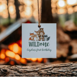 Wild One Woodland Animal First Birthday Bedankjes Labels