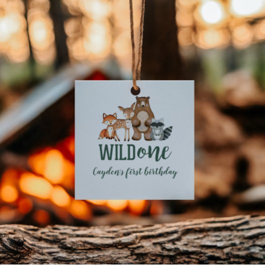 Wild One Woodland Animal First Birthday Bedankjes Labels