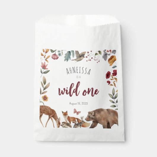 Wild One Woodland Animal First Birthday Bedankzakje (Voorkant)