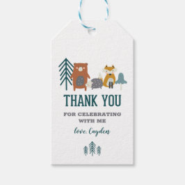 Wild One Woodland Animal First Birthday Cadeaulabel