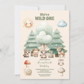 Wild One Woodland Animal First Birthday Kaart (Voorkant)