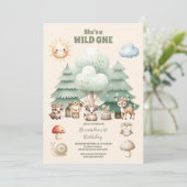 Wild One Woodland Animal First Birthday Kaart (Staand voorkant)