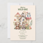 Wild One Woodland Animal First Birthday Kaart (Voorkant)