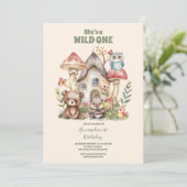 Wild One Woodland Animal First Birthday Kaart (Staand voorkant)
