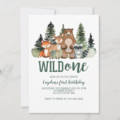 Wild One Woodland Animal First Birthday Kaart (Voorkant)