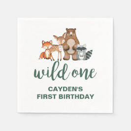 Wild One Woodland Animal First Birthday Napkins Servet