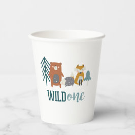 Wild One Woodland Animal First Birthday Papieren Bekers