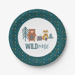 Wild One Woodland Animal First Birthday Papieren Bordje