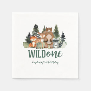 Wild One Woodland Animal First Birthday Servet