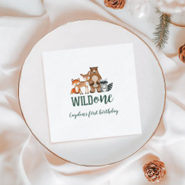 Wild One Woodland Animal First Birthday Servet