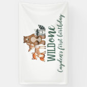Wild One Woodland Animal First Birthday Spandoek (Verticaal)