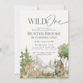 Wild One Woodland Animals 1e Verjaardag deel Uitno Kaart (Voorkant)