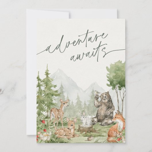 Wild One Woodland Animals 1e Verjaardag deel Uitno Kaart (Achterkant)