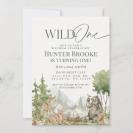 Wild One Woodland Animals 1e Verjaardag deel Uitno Kaart