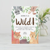 Wild One Woodland Animals 1e verjaardag Kaart (Staand voorkant)