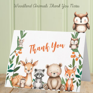 Wild One Woodland Animals Baby shower Bedankkaart